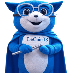 Mascotte LeCoinTS 250x250 pixels, logo du site lecoints.fr pour l'apprentissage de TypeScript avec des exemples et tutoriels pratiques pour débutant
